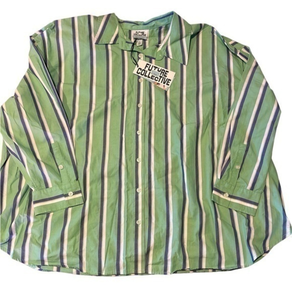Future Collective Reese Blutstein Women's Long Sleeve Striped Shirt - 1X